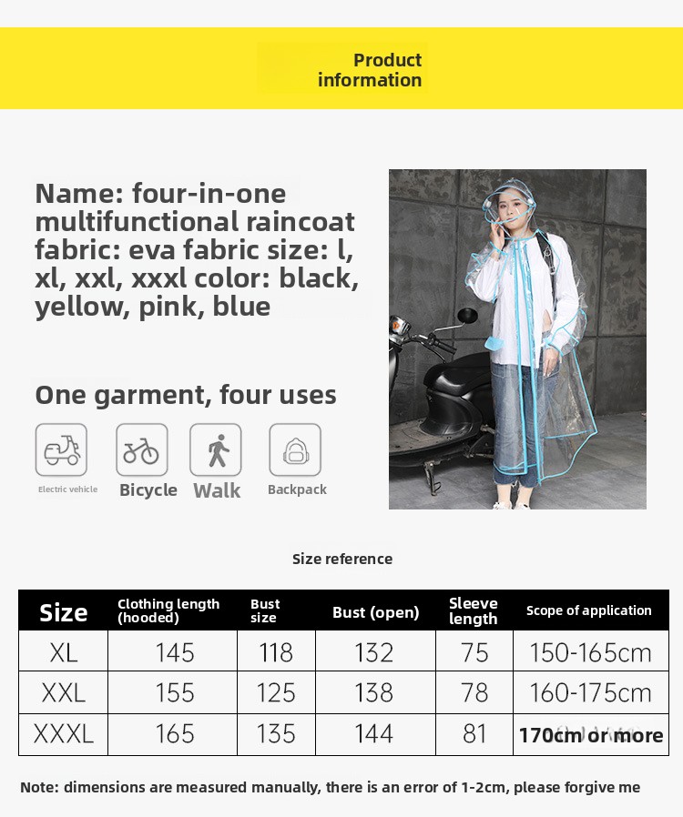 Transparent EVA Rain Poncho Ho - Cycling Commute In Rain avis et prix
