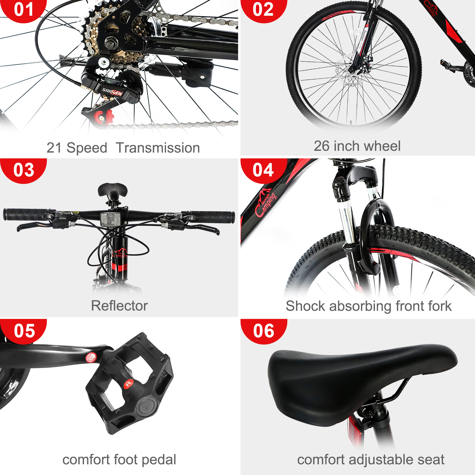 21 Speed Red Black Mountain Bi - Cycling Commute Speed avis et prix