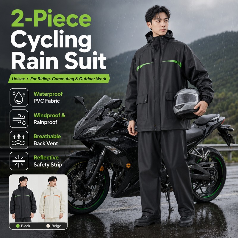 Unisex 2-Piece Waterproof Cycl - Cycling Rain Jacket Commute avis et prix